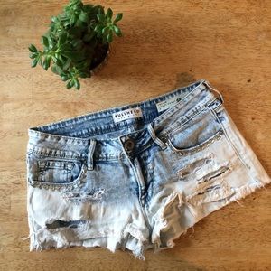 Acid wash cutoff jean shorts